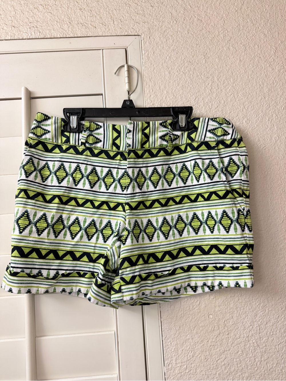 INC International Concepts Lime Green, White & Black Aztec Print Jean Shorts